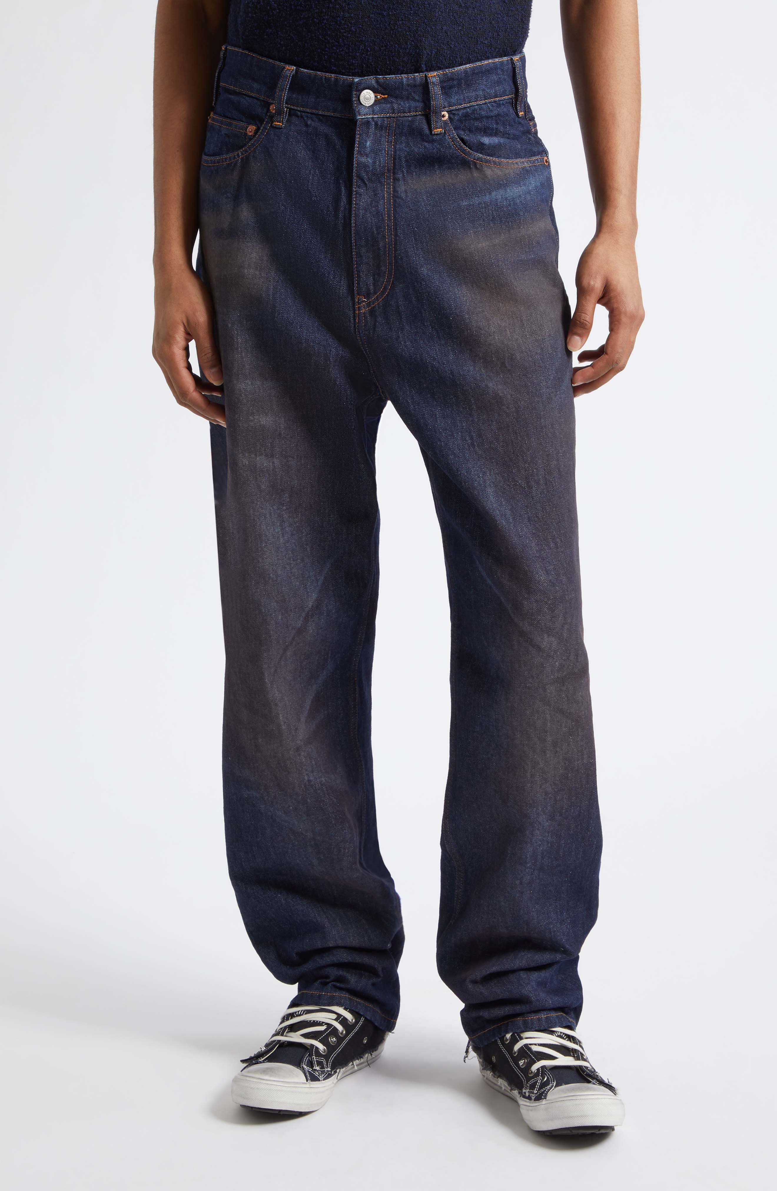 Relaxed Fit Five-Pocket Straight Leg Jeans