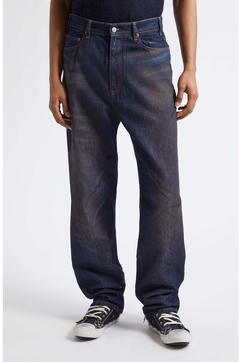 Relaxed Fit Five-Pocket Straight Leg Jeans, Main, color, BLUE