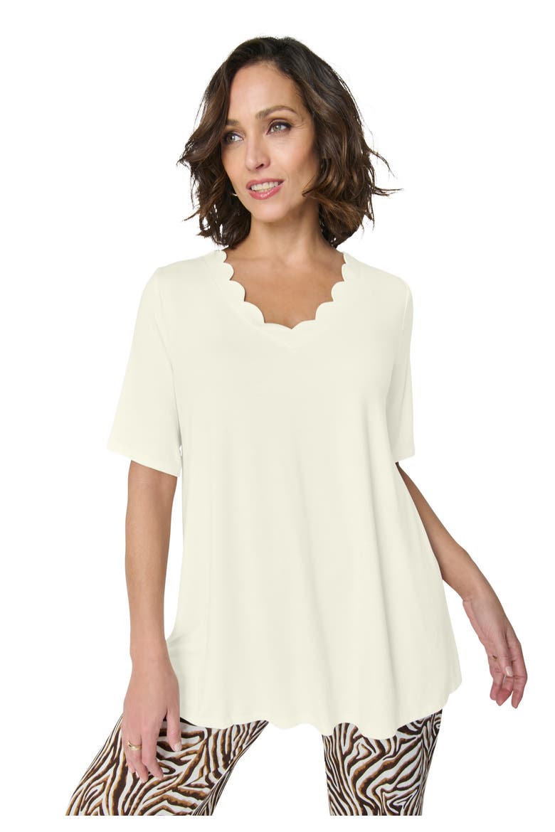 Scalloped V Neck Swing Tunic, Main, color, IVORY