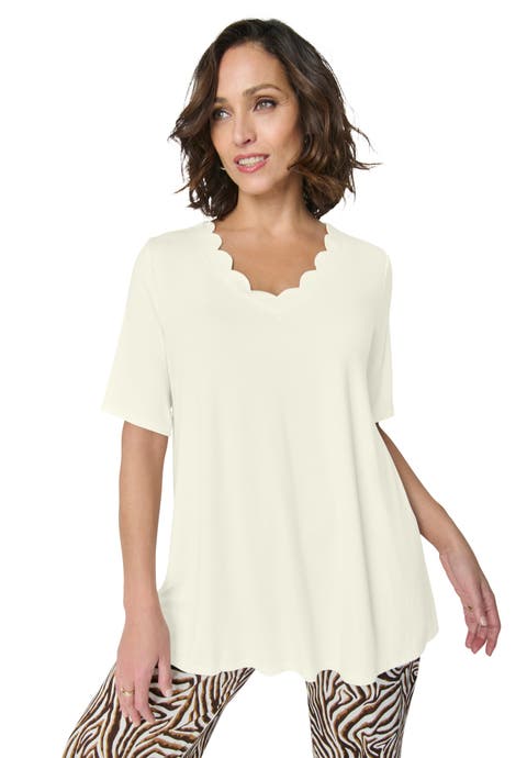 Scalloped V-Neck Tunic (Plus)