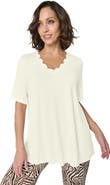 Jessica London Scalloped V-Neck Tunic