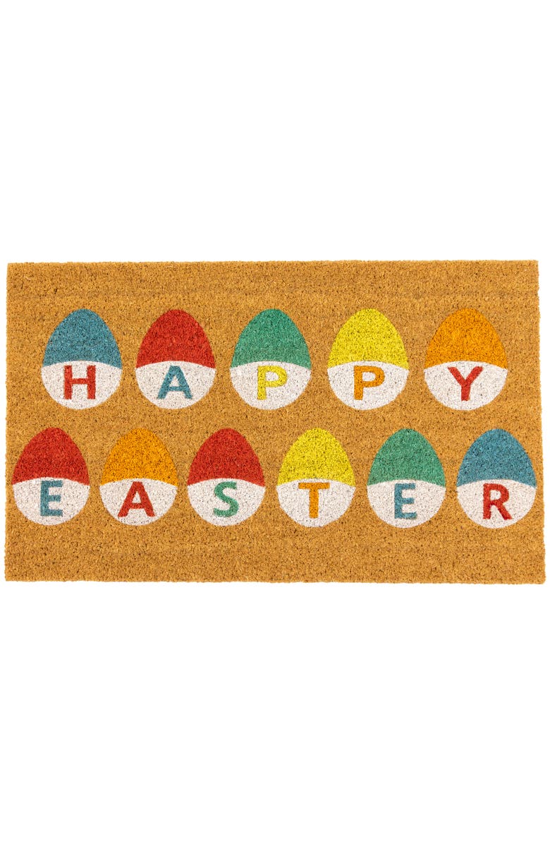 Northlight Natural Coir Happy Easter Egg Outdoor Doormat 18" x 30", Main, color, Multi