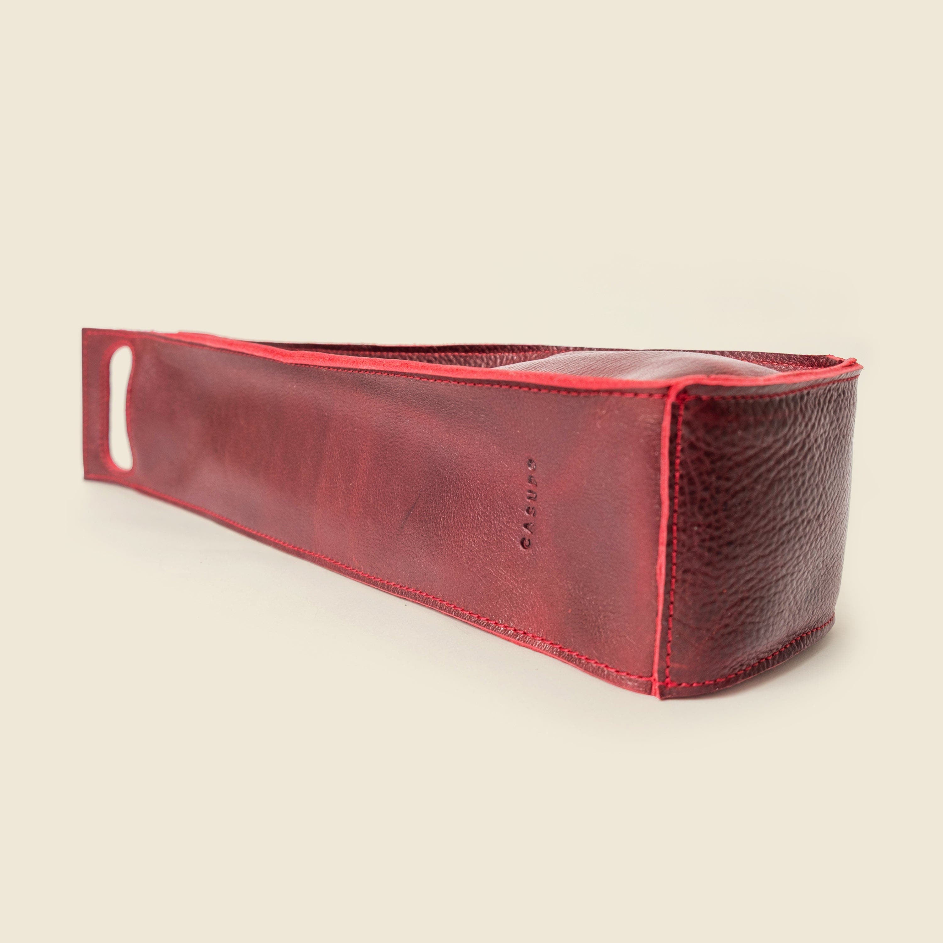 Premium Leather Bottle Tote with Handle, Alternate, color, Merlot Red