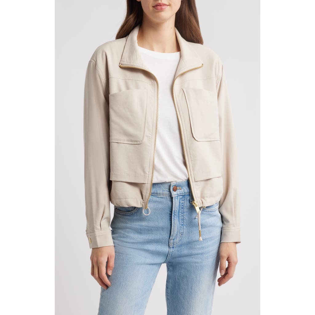 Wit & Wisdom Double Layer Front Zip Jacket In Vanilla Cream