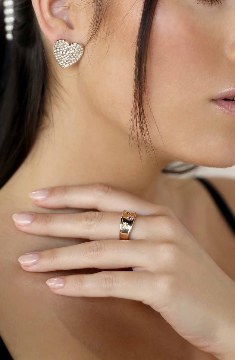 Ettika Set of 2 Rainbow Cubic Zirconia Ring Set, Alternate, color,