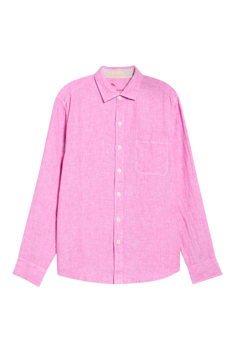 Paradise Breezer Linen Shirt, Alternate, color, PINK UMBRELLA