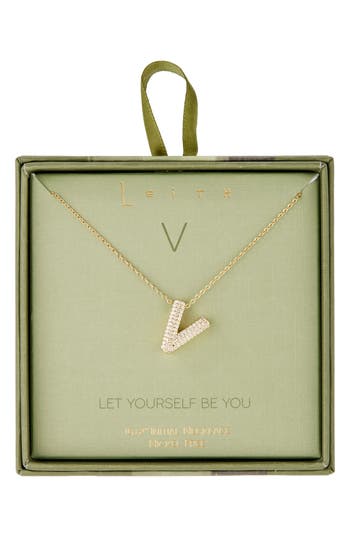 Leith Pavé Cubic Zirconia Initial Pendant Necklace In Gold