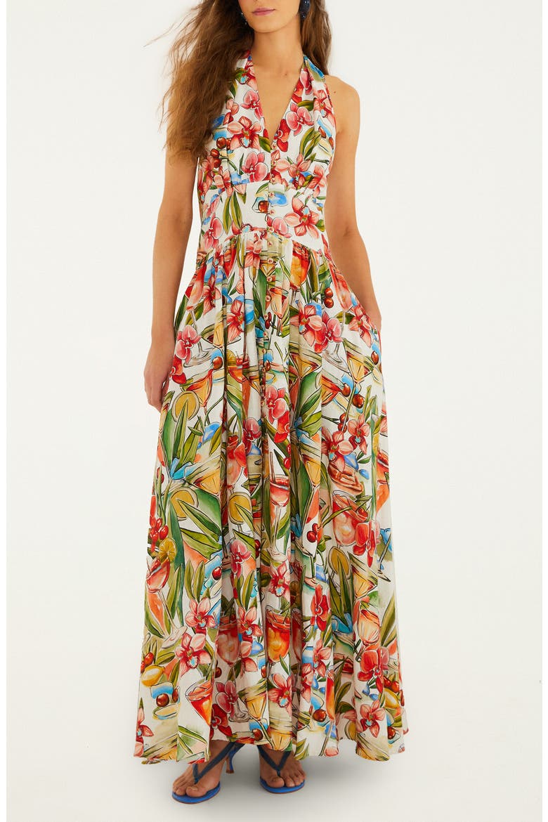 Cocktail Halter Maxi Dress, Main, color, OFF-WHITE