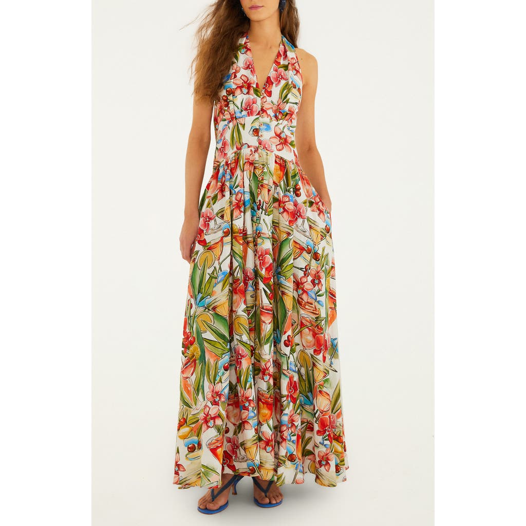 FARM Rio Cocktail Halter Maxi Dress in Off-White at Nordstrom, Size Small