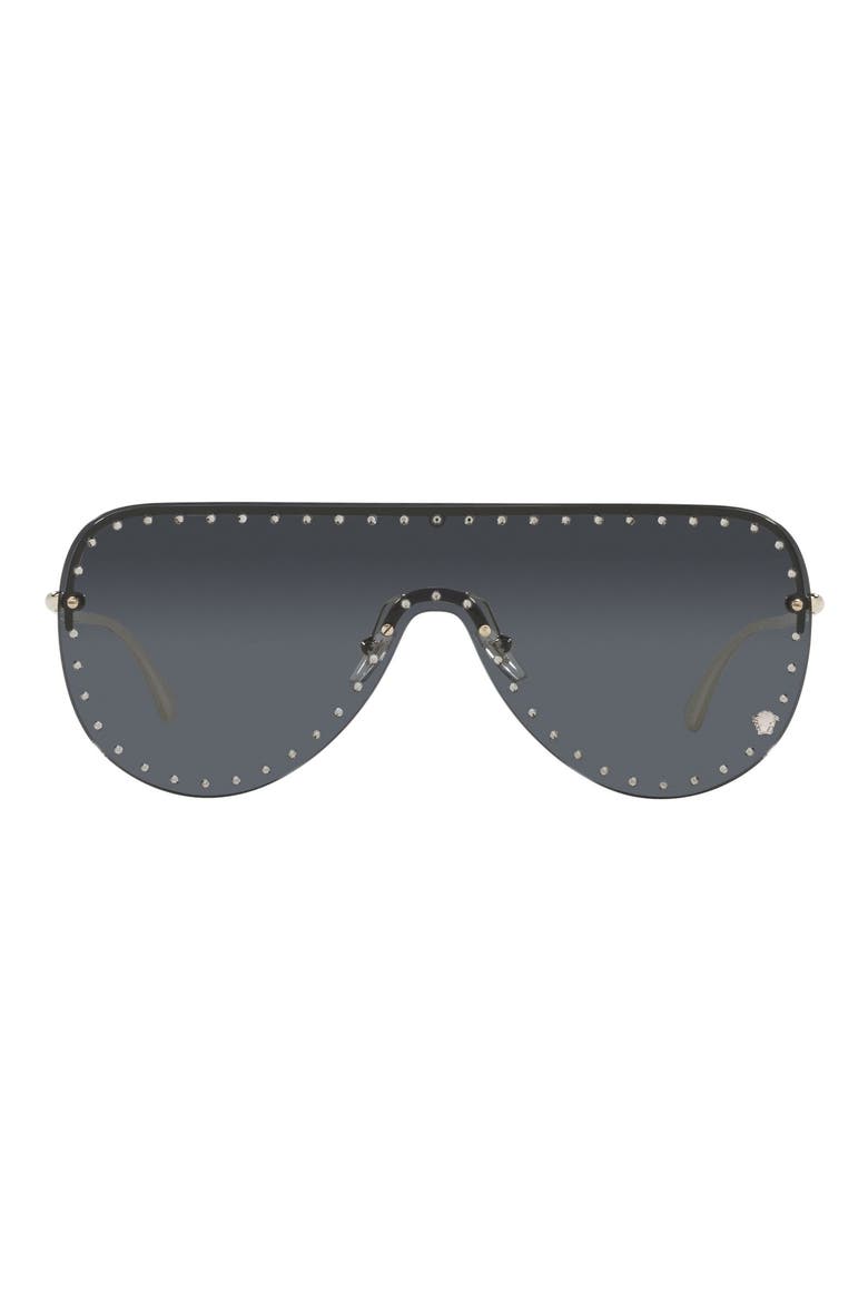 148mm Shield Sunglasses, Main, color, PALE GOLD/ DARK BLUE