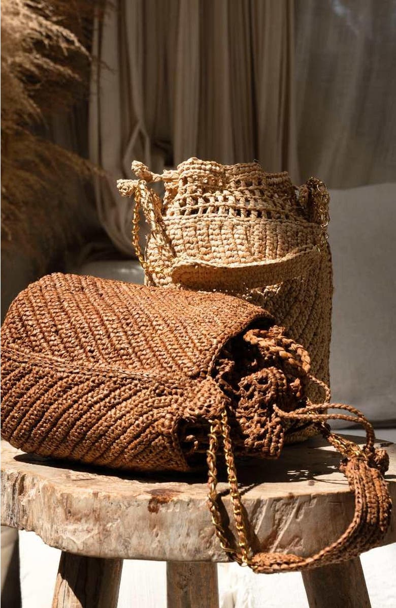 Zanatany Concepts Buckety Raffia Bag, Alternate, color, Black