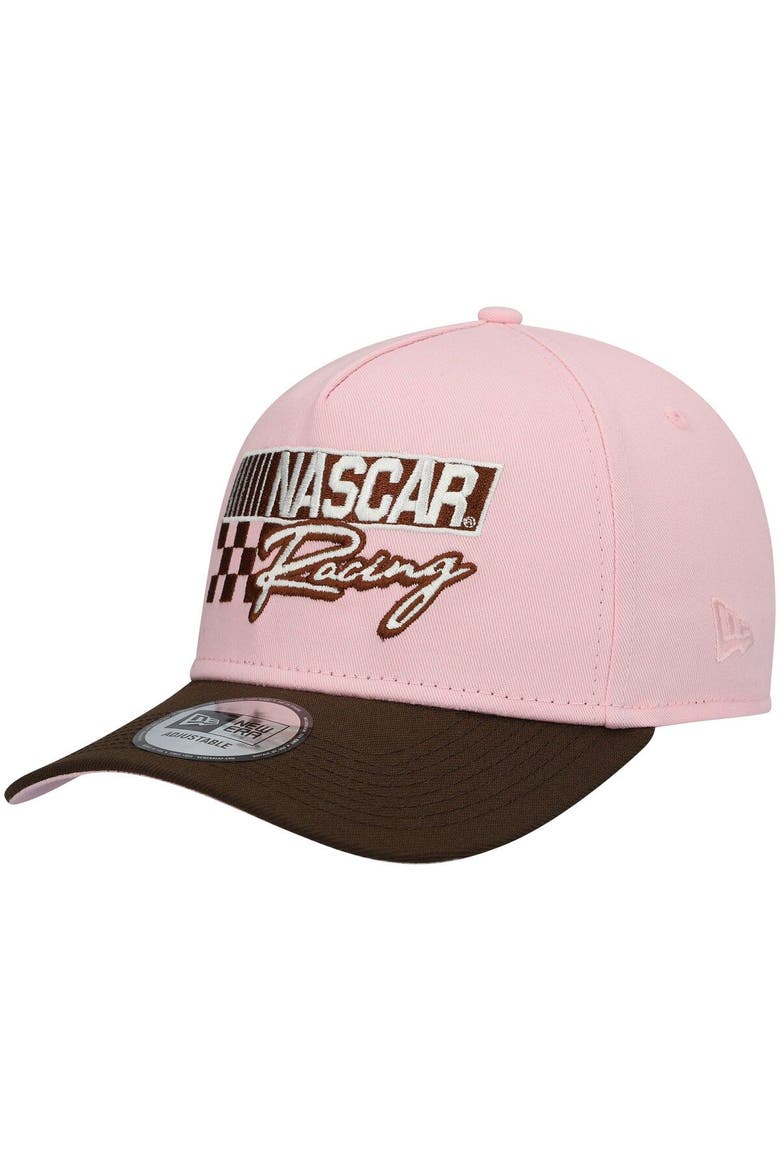Men's New Era Pink/Brown NASCAR 9FORTY A-Frame Snapback Hat, Main, color, Pink