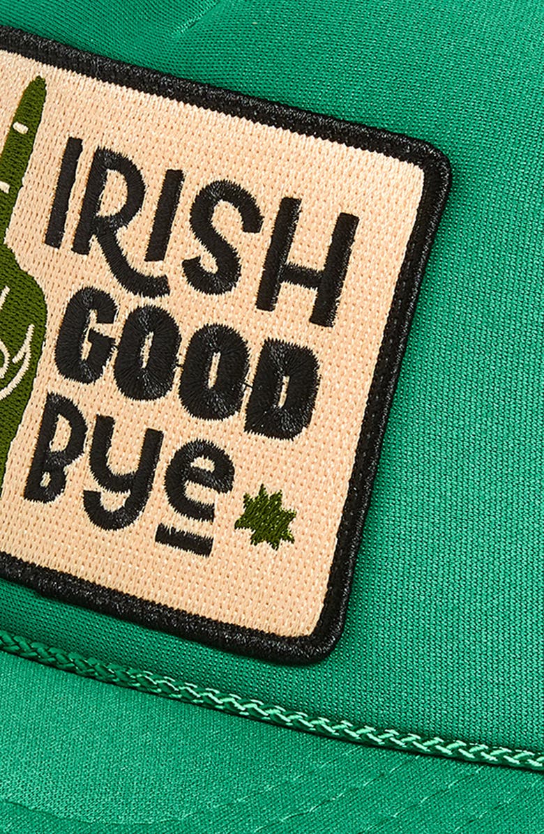 Friday Feelin’ Irish Goodbye Trucker Hat, Alternate, color, Green