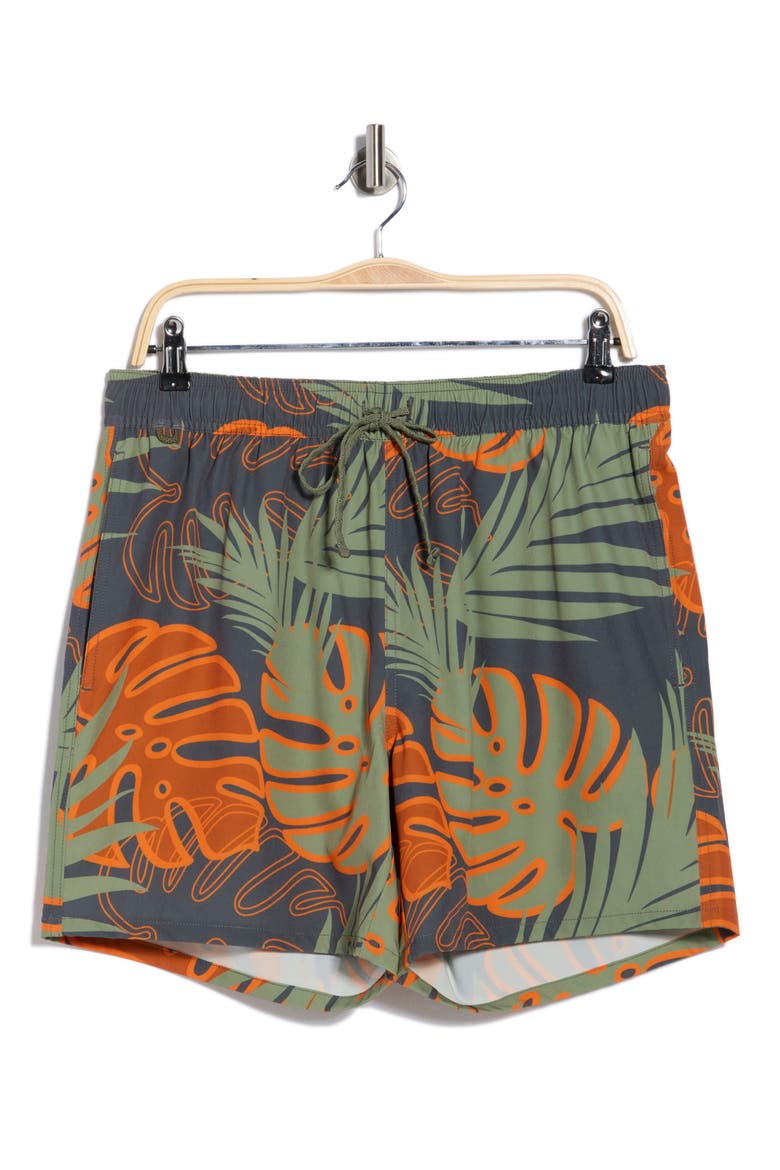 Palm Swim Trunks, Alternate, color, IRONGATE/ OILGREEN/ BU
