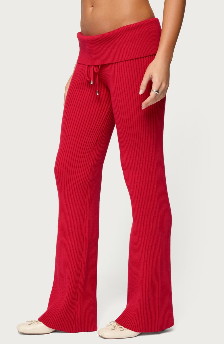 EDIKTED Adannah Foldover Rib Pants, Alternate, color,