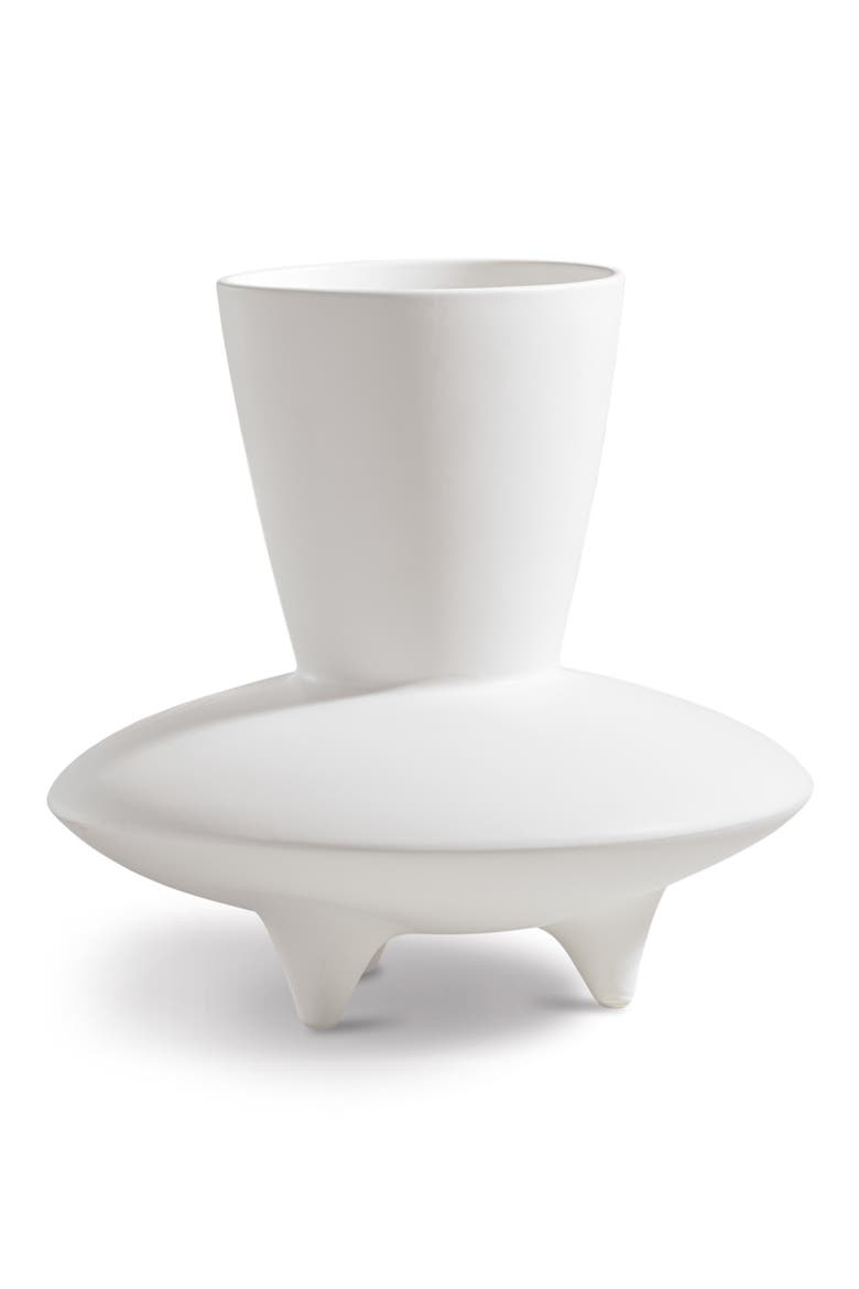 Pacific White Stoneware Vase, Main, color, WHITE