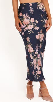 Petal & Pup Kenna Floral Satin Midi Skirt