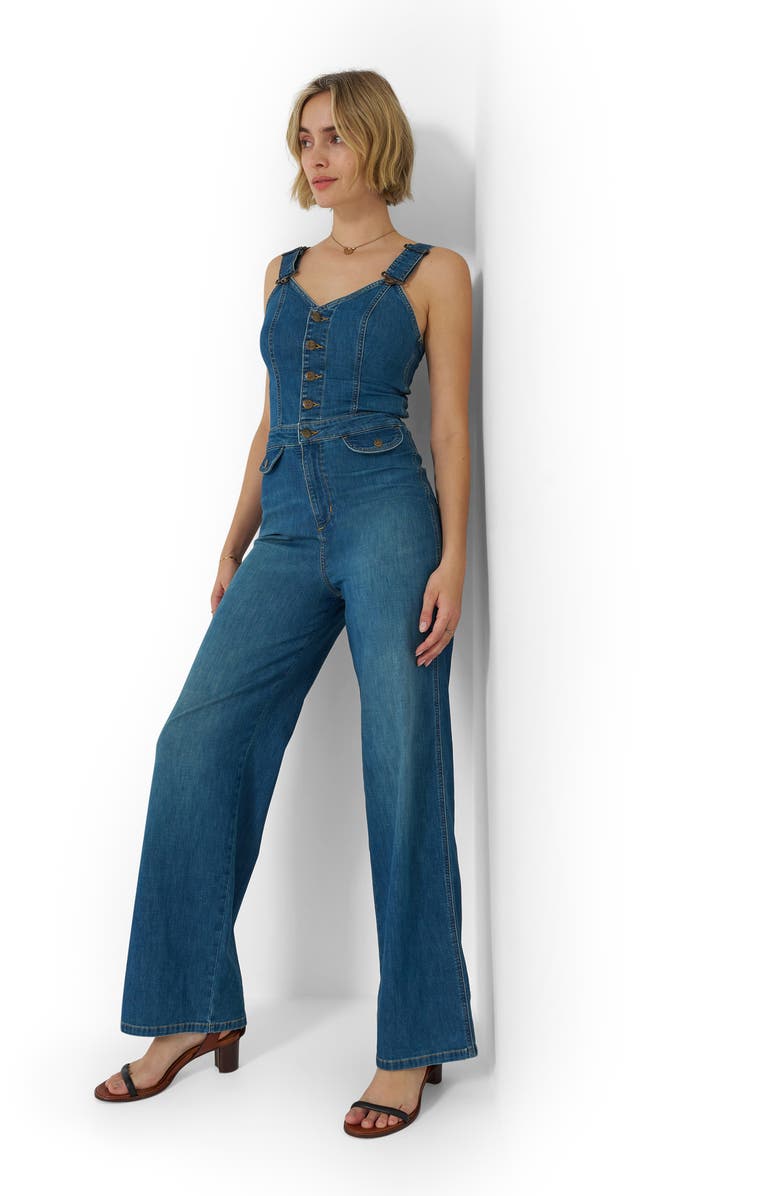 Lee Cutout Denim Jumpsuit, Alternate, color, Blue Arrow