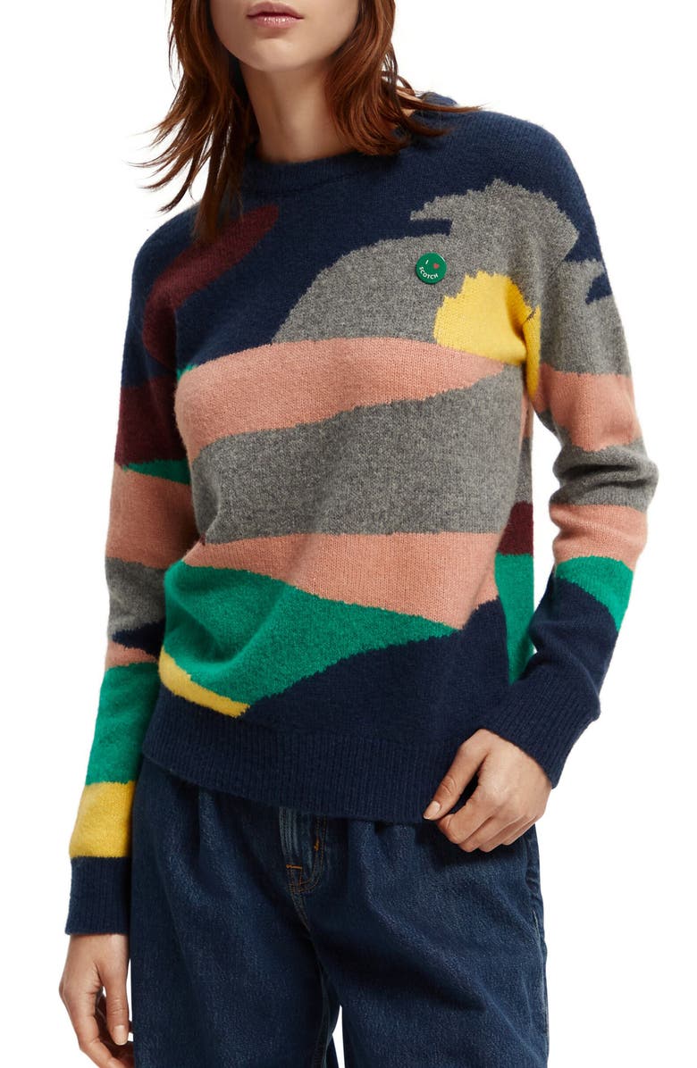 Scotch & Soda Intarsia Crewneck Sweater, Main, color,