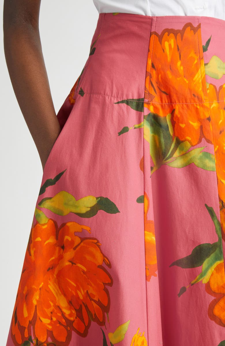 Lela Rose Parker Floral Cotton Poplin A-Line Skirt, Alternate, color, Berry Multi