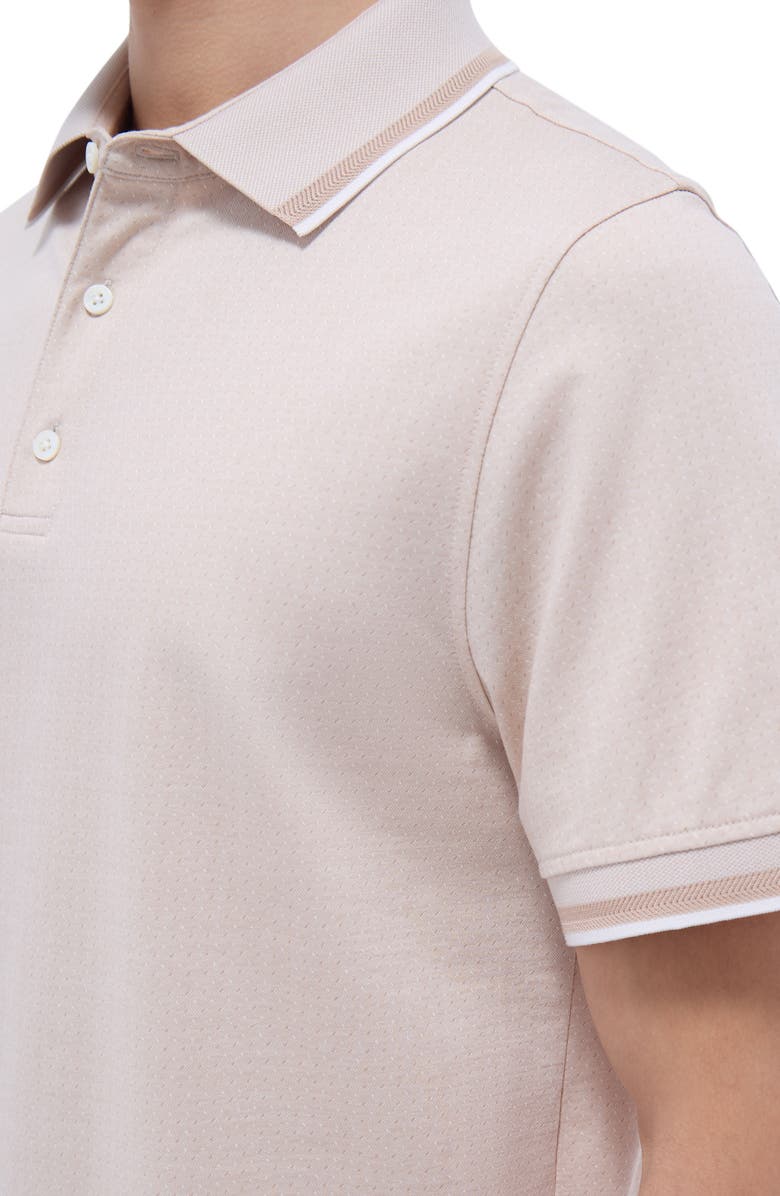 Bugatchi Speckled Bird's Eye Cotton Polo, Alternate, color, Sand