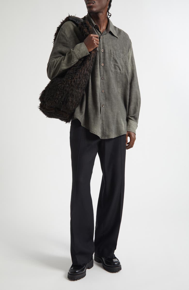 OUR LEGACY Above Cotton & Wool Button-Up Shirt, Alternate, color, Dark Cloud Sparse Cotton Wool