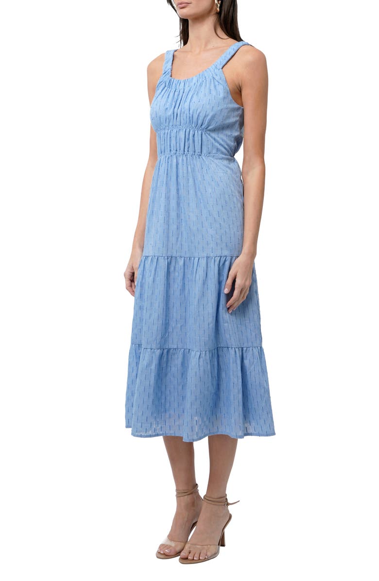 Adelyn Rae Rosali Textured Tiered Midi Dress, Alternate, color, Sky Blue