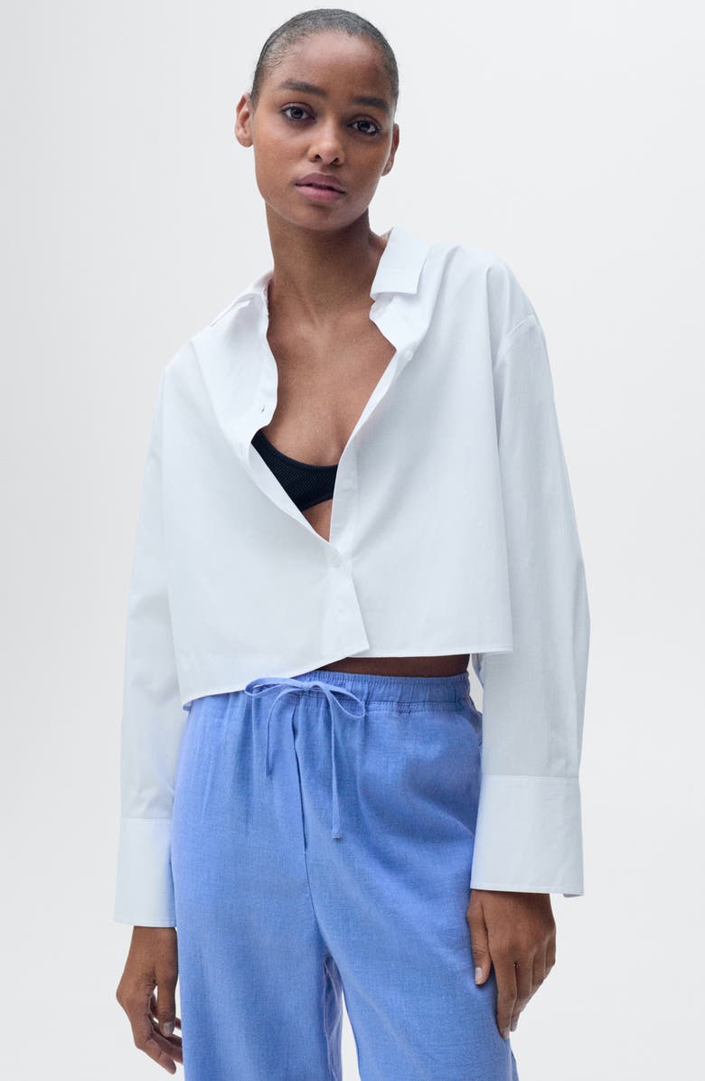 MANGO Linen Drawstring Pants, Alternate, color, Blue