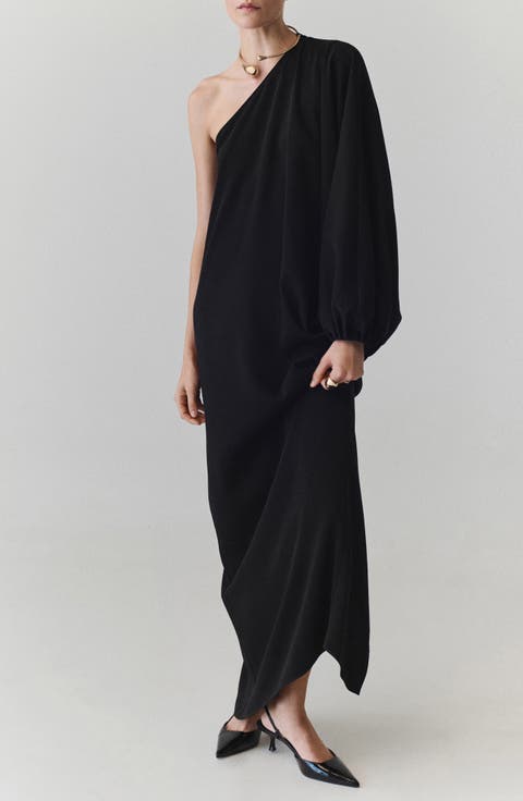 Collar One-Shoulder Maxi Dress