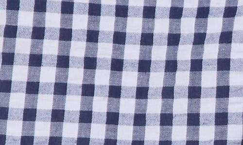Vigoss Gingham Tie Front Top In Navy/white