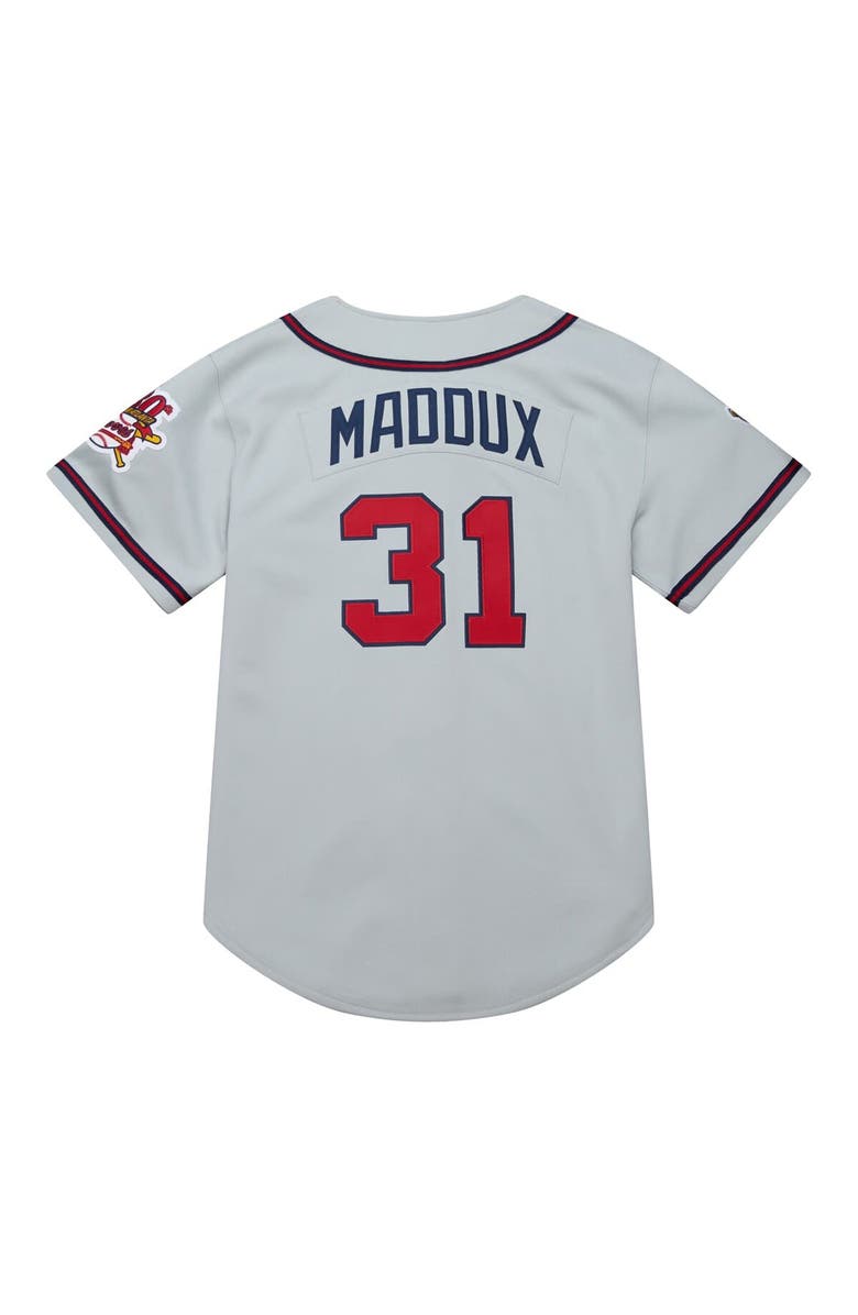 Mitchell & Ness Men's Mitchell & Ness Greg Maddux Gray Atlanta Braves 1995 Throwback Authentic Jersey, Alternate, color, 