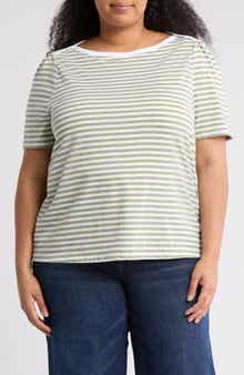 Caslon® Stripe Envelope Neck Knit Top