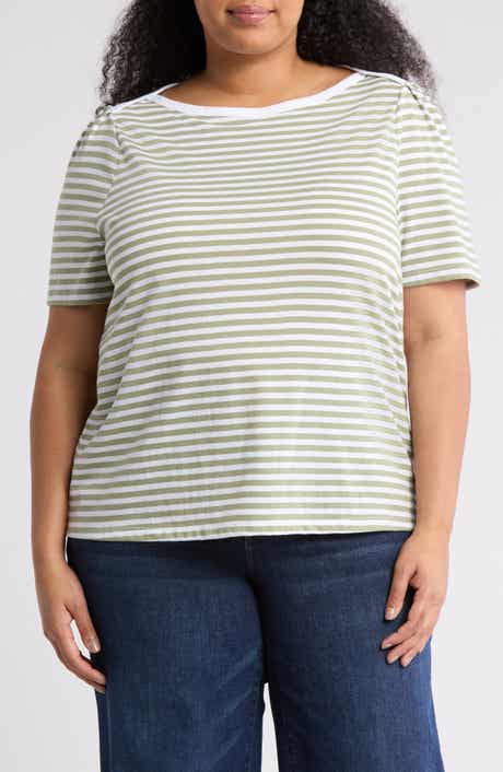 Caslon® Stripe Envelope Neck Knit Top