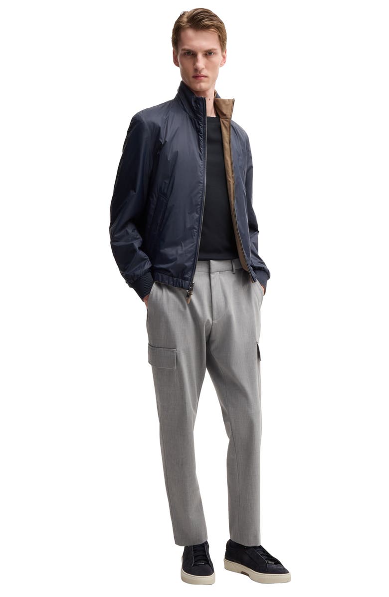 BOSS Tesar Waffle Texture Cotton & Silk T-Shirt, Alternate, color, Dark Blue