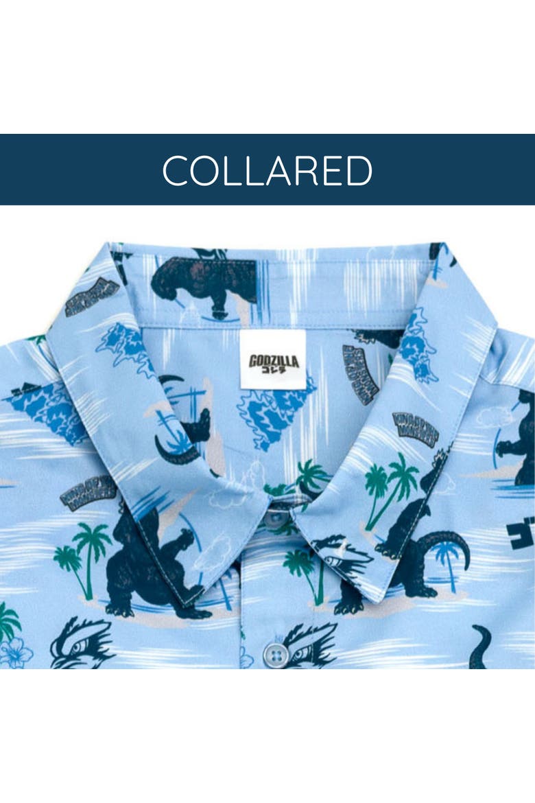 Hawaiian Button-Down Shirt, Alternate, color, Light Blue Palms