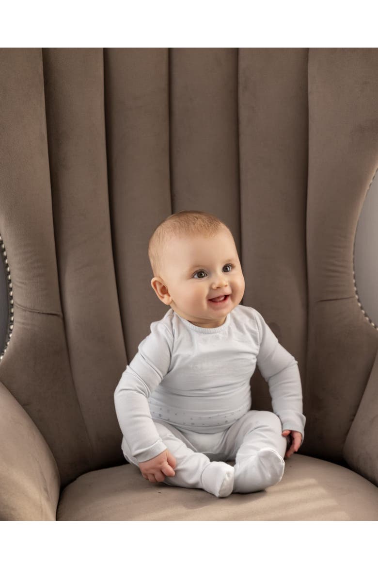 Small Dots Rich Double Layer Footie, Alternate, color, Cloud Blue