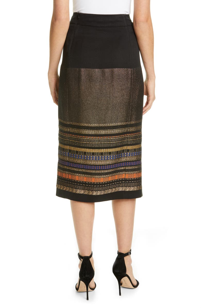 Zero + Maria Cornejo Miro Metallic Jacquard Faux Wrap Skirt, Alternate, color, 