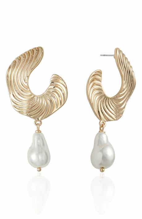 Textured Imitation Pearl Drop Earrings