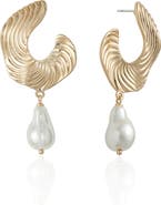 Ettika Textured Imitation Pearl Drop Earrings