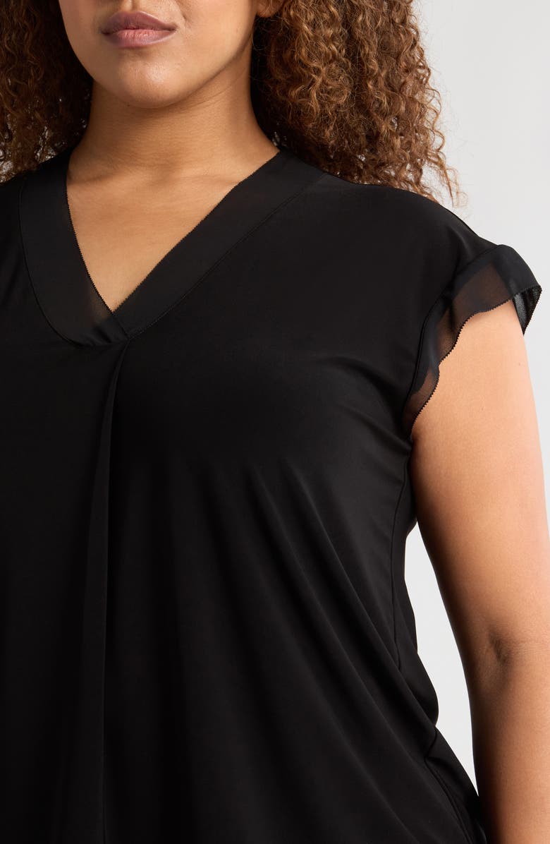 Anne Klein Pleated Mixed Media Top, Alternate, color, 