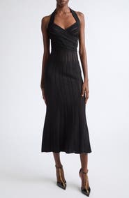 Balmain Pointelle Halter Neck Sweater Dress