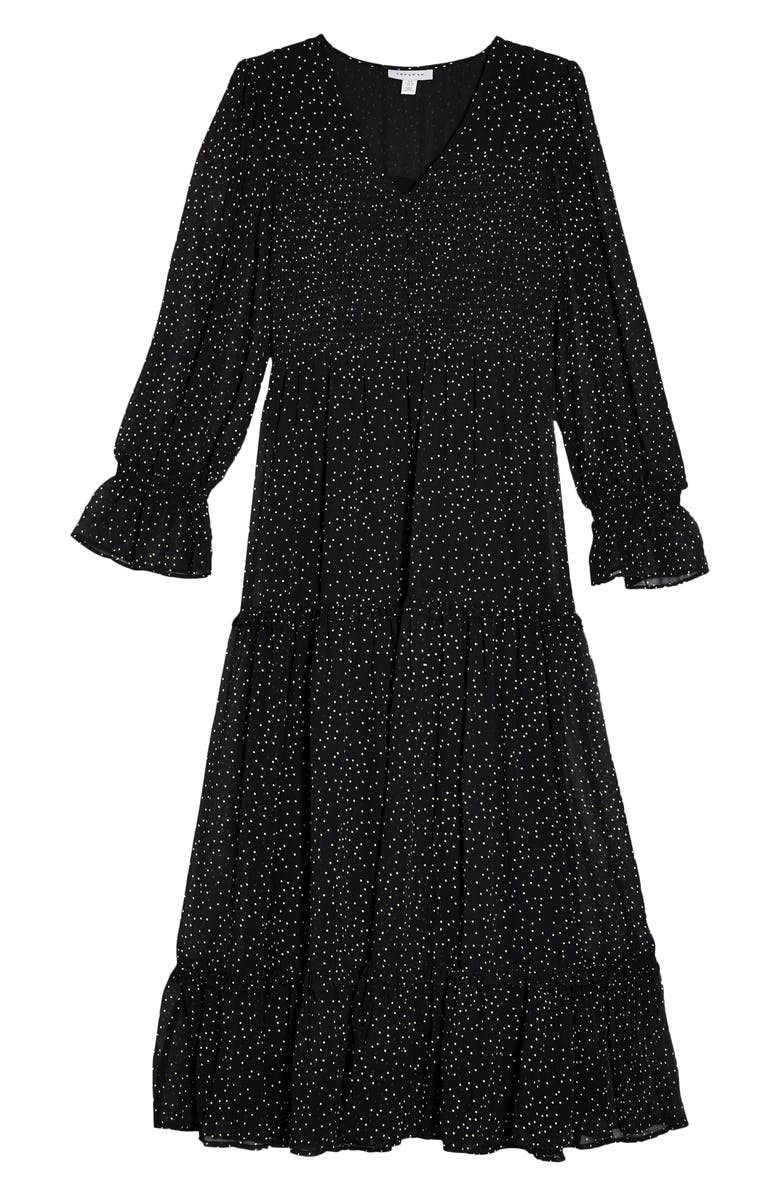 Topshop Shirred Bodice Long Sleeve Dress, Alternate, color, 