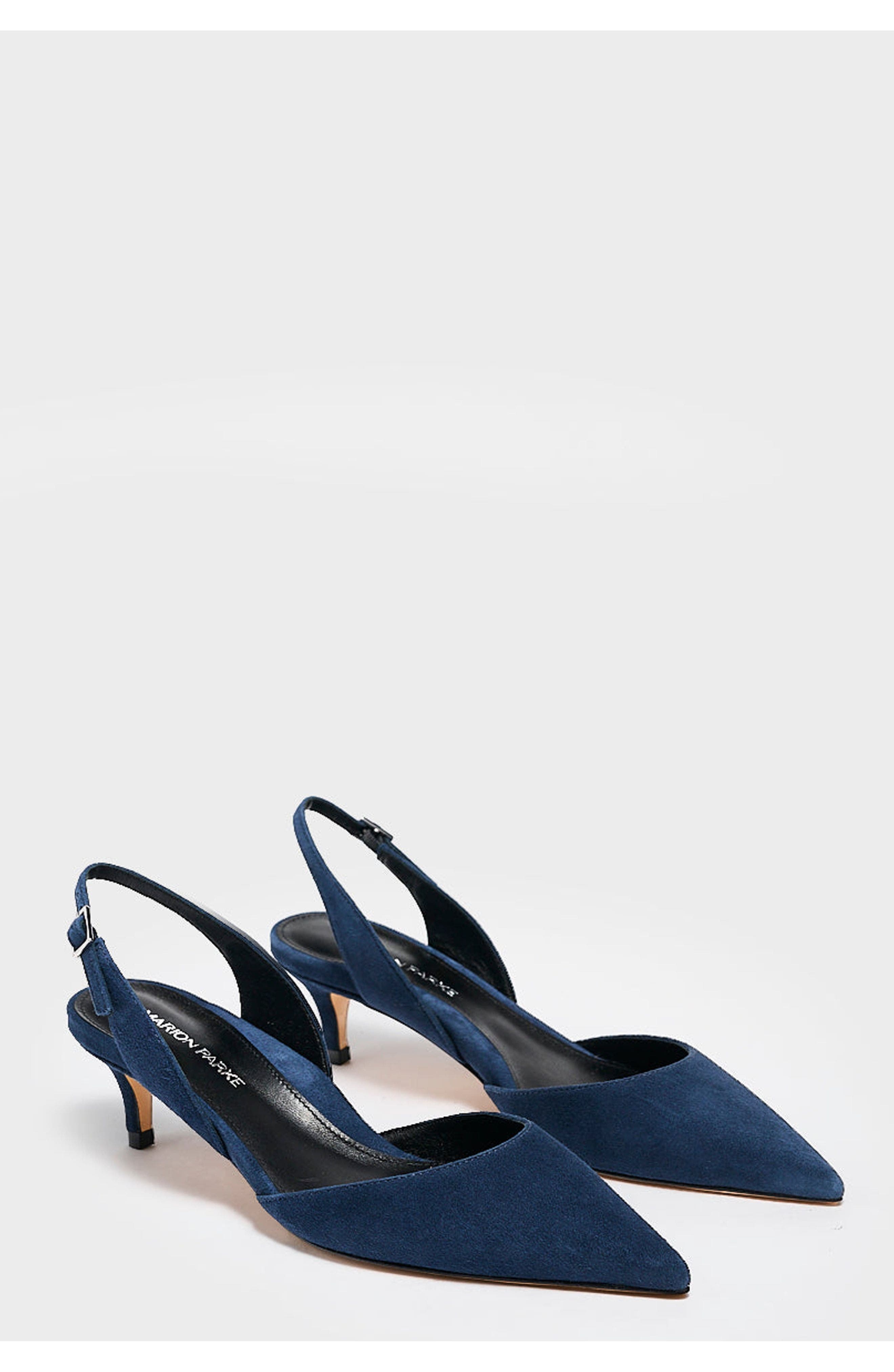 MARION PARKE Classic Slingback 45 Pumps Suede, Alternate, color, Navy
