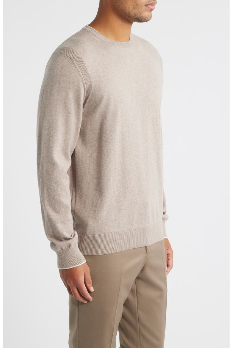 Grassi Crewneck Cotton & Cashmere Sweater, Alternate, color, KHAKI