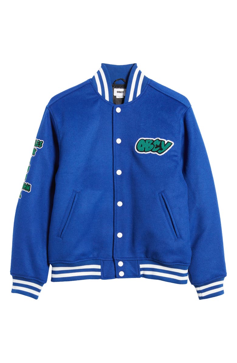 Obey Roll Call Varsity Jacket, Alternate, color, 