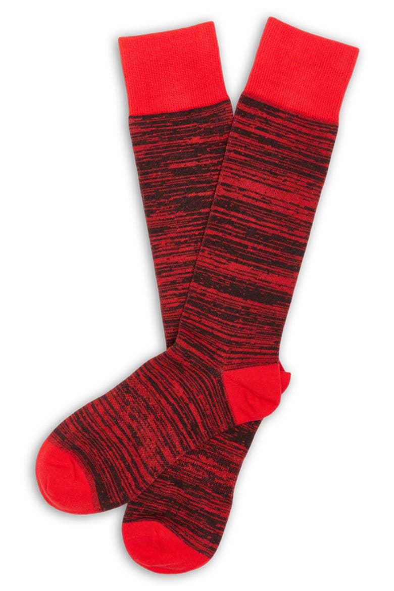 Black Marl Mid-Calf Premium Novelty Dress Socks, Alternate, color, RED / BLACK