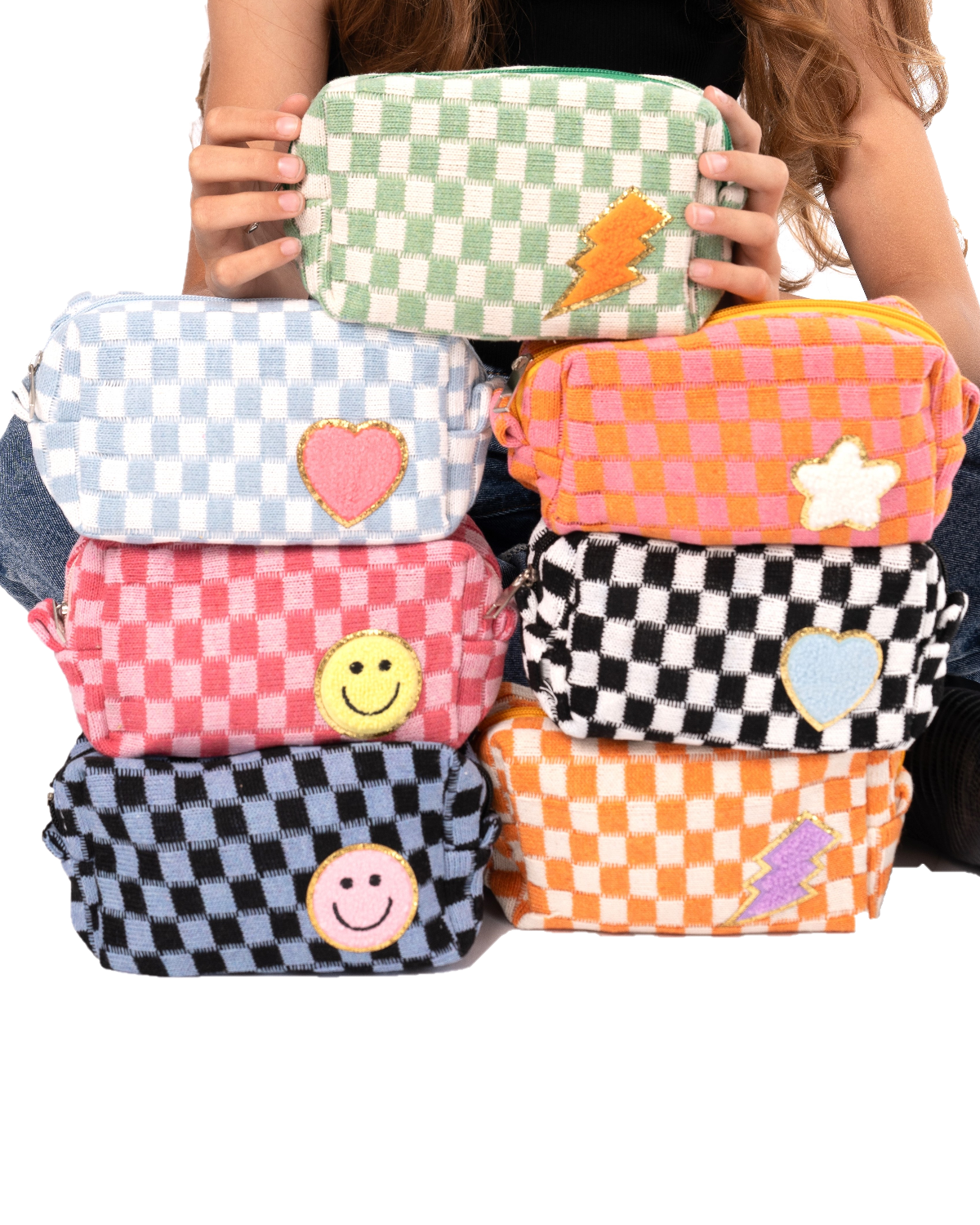 Malibu Sugar Checkered cosmetic bag, Alternate, color, 
