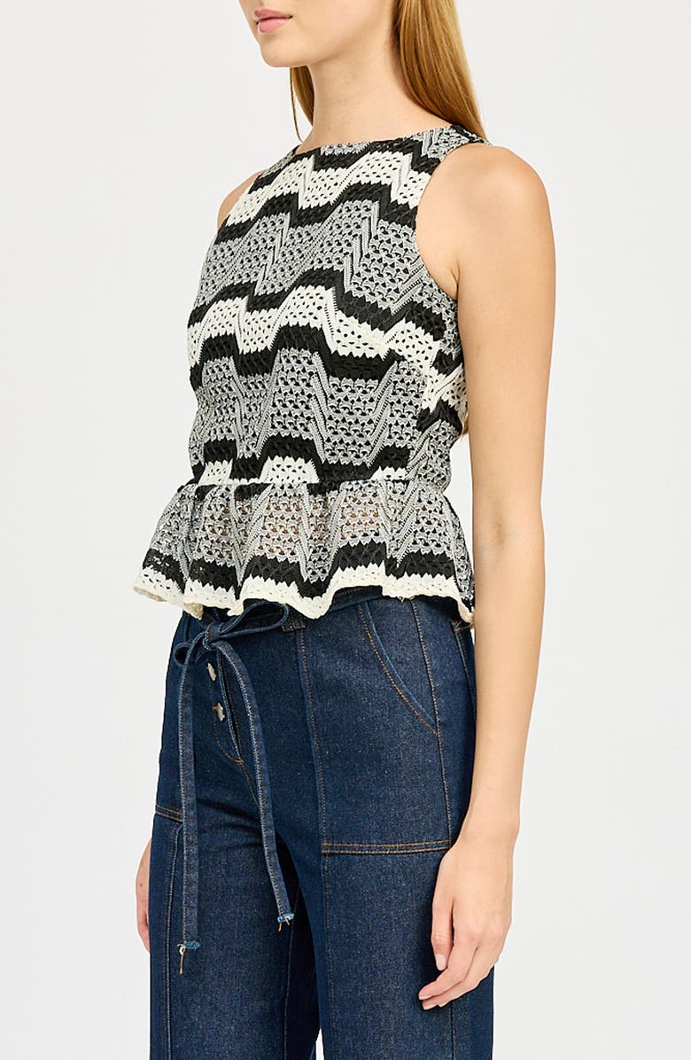 En Saison Genesis Stripe Open Stitch Sleeveless Peplum Sweater, Alternate, color,