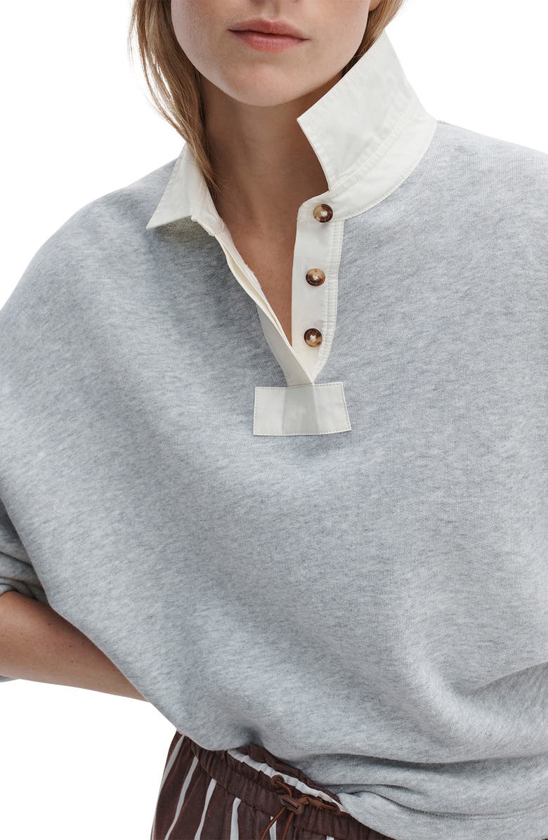 rag & bone Vintage Terry Polo Sweatshirt, Alternate, color, Heather Grey