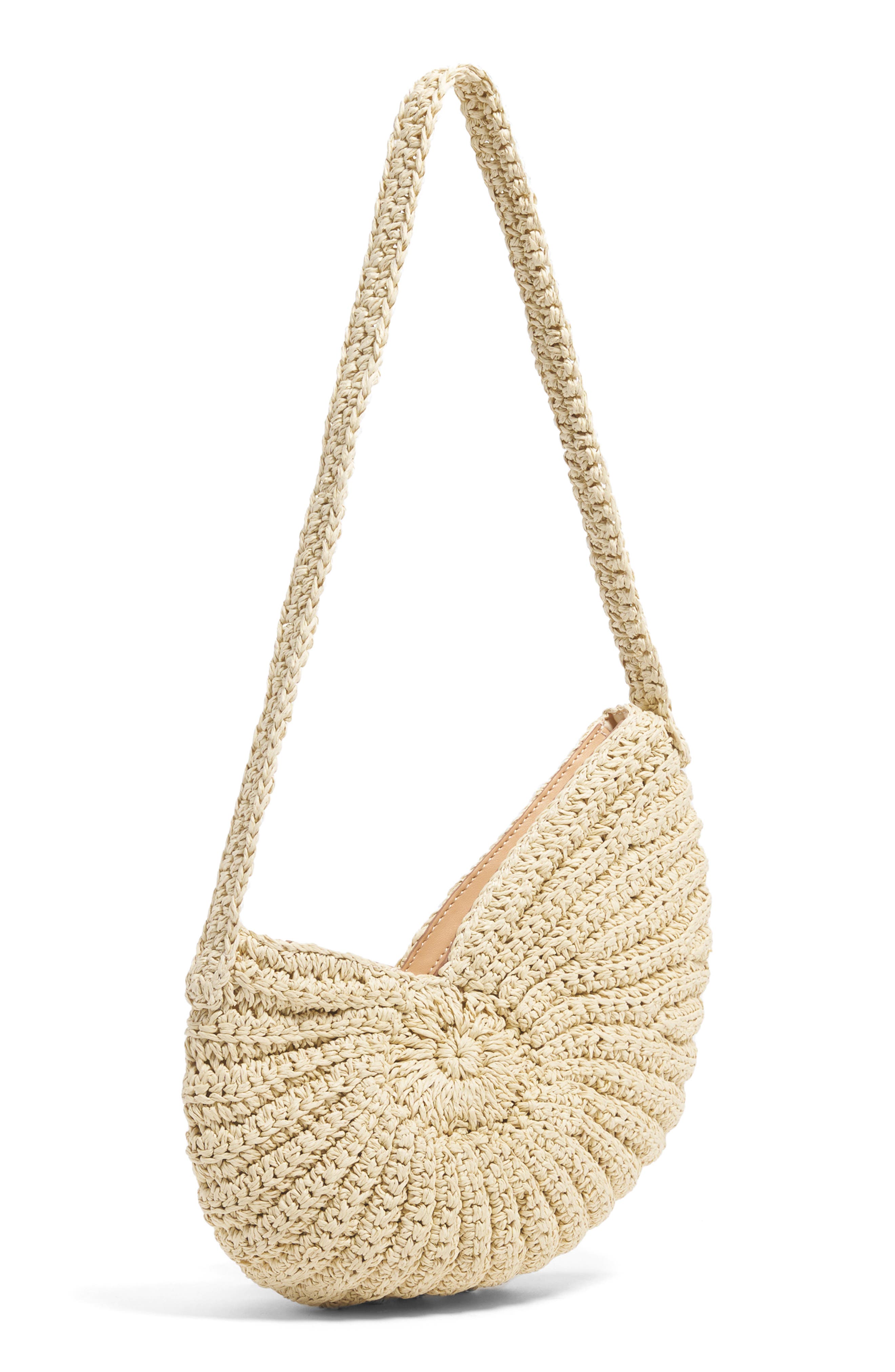 Shell Spiral Raffia Crossbody Bag, Alternate, color, NATURAL
